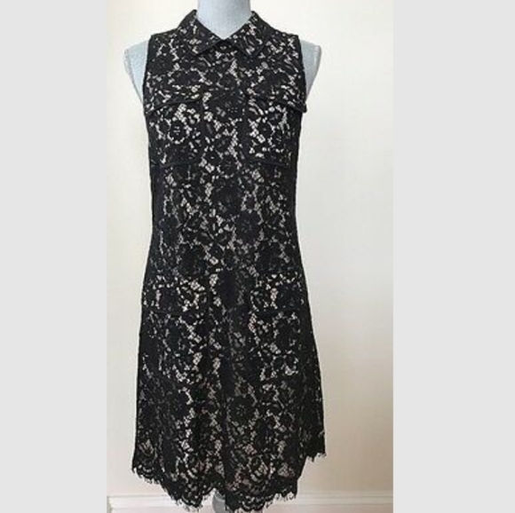 NWT J.crew Black Lace Peter Pan Collar Cargo Pocketed Cocktail Dress | tall sz 4 - Picture 2 of 16
